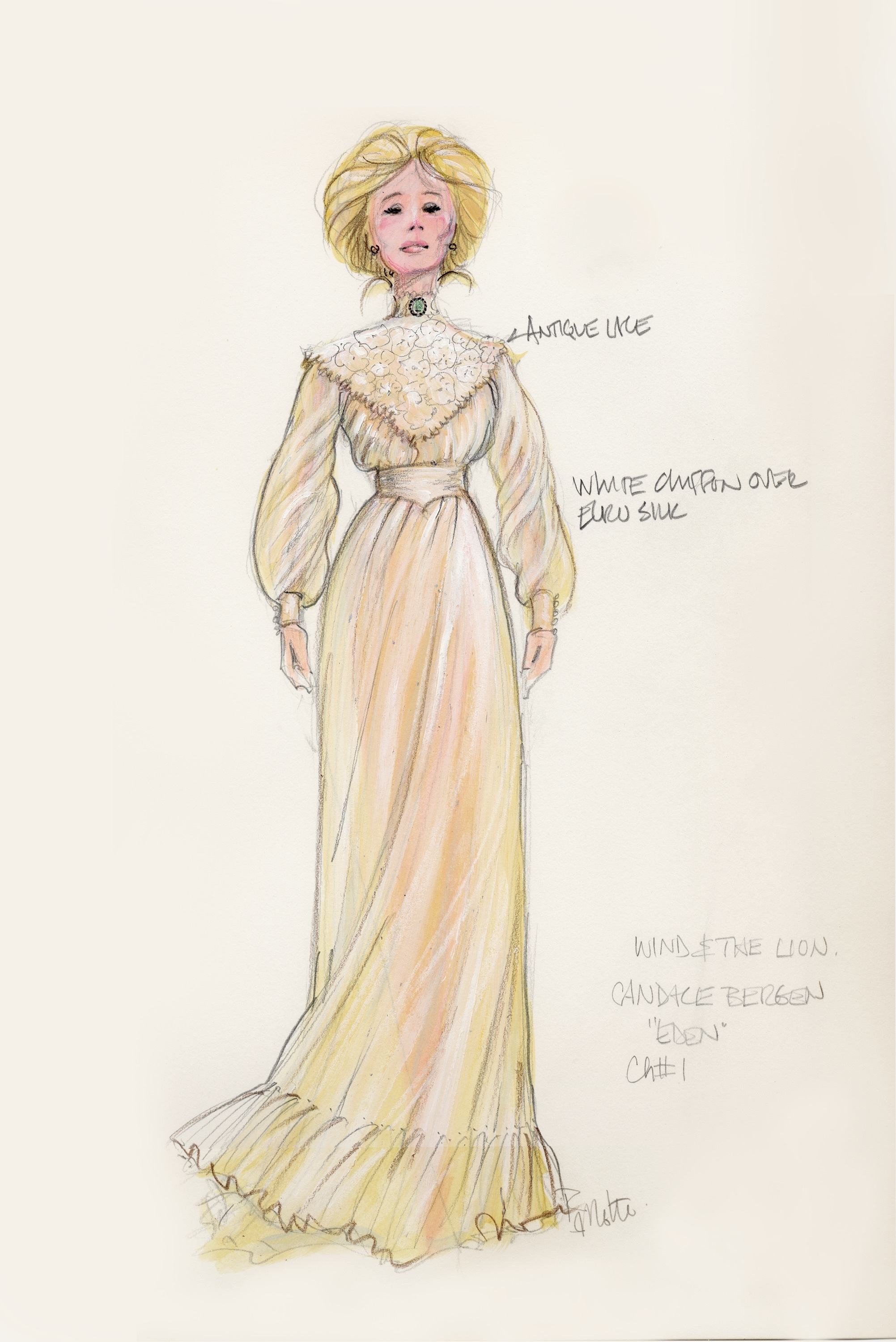 Richard LaMotte - Costume Sketch - The Wind and the Lion - Candice Bergen